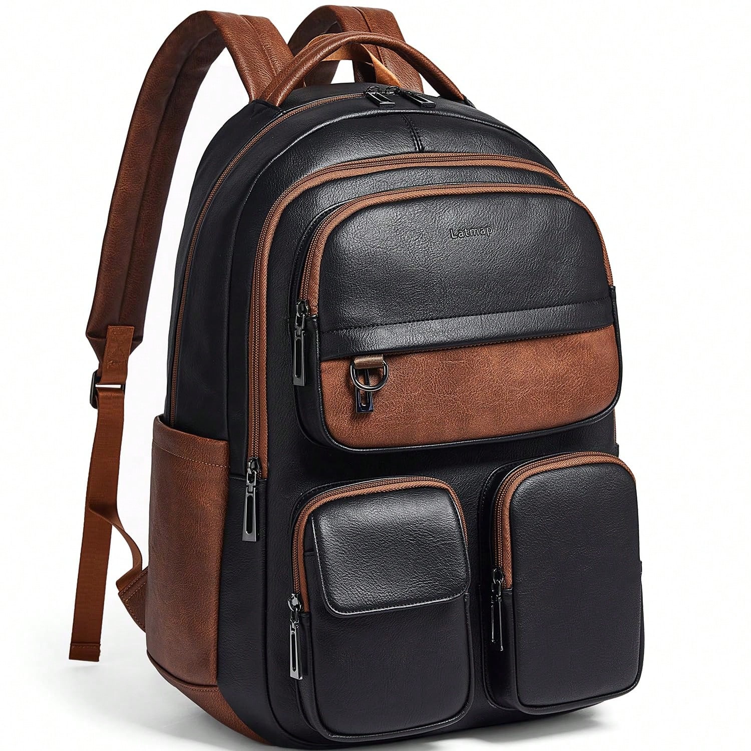 Leather Work Bag Laptop - LATMAP Vegan Deri Sırt Çantası Kadın