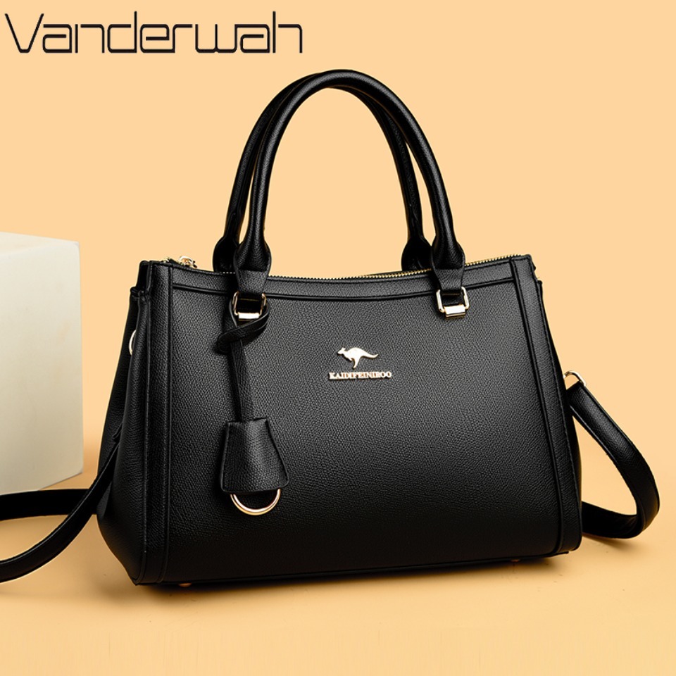 Leather Work Bag Women - Kanguru Marka Yumuşak PU Deri Omuz