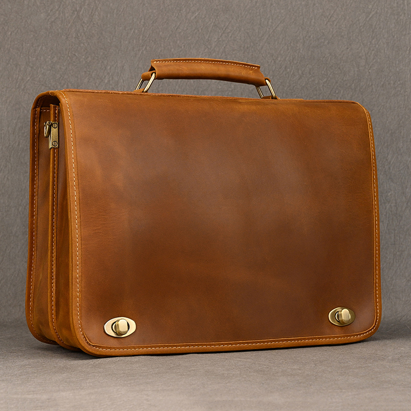 Leather Work Bag Laptop - Özelleştirmek hakiki deri Laptop çantası iş