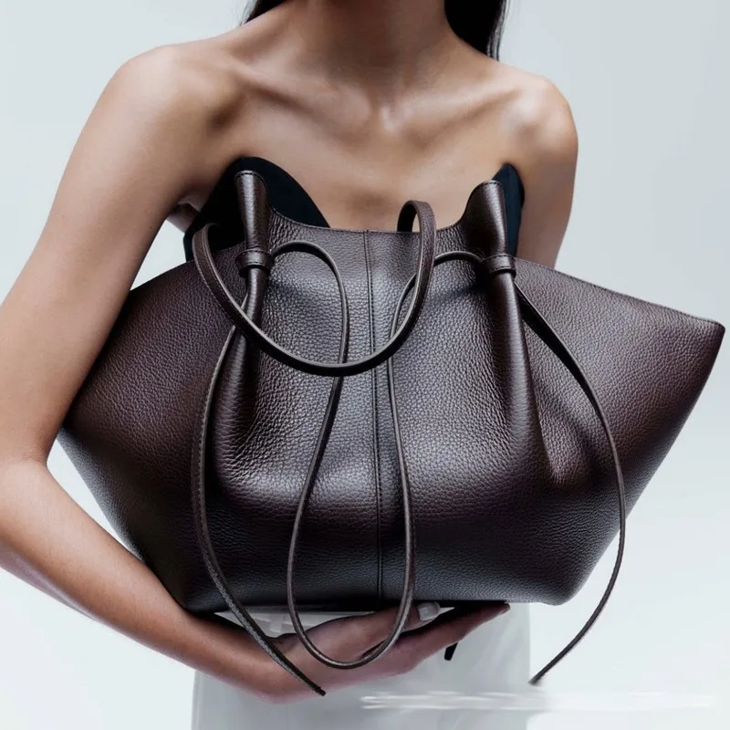 Leather Work Bag Women - Kadın Deri Omuz Çantası Dumpling Çanta