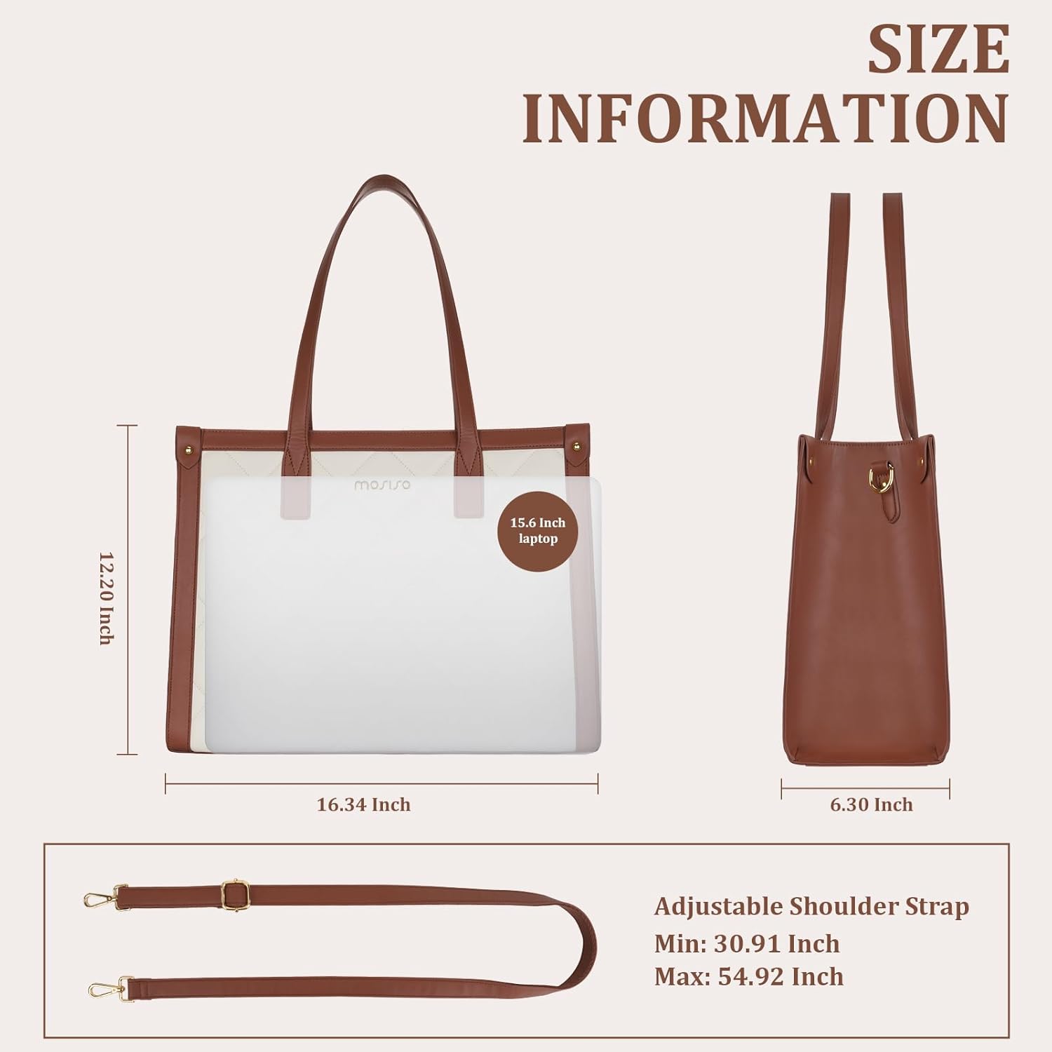 Leather Work Bag Laptop - Kadınlar için su geçirmez Laptop Çantası