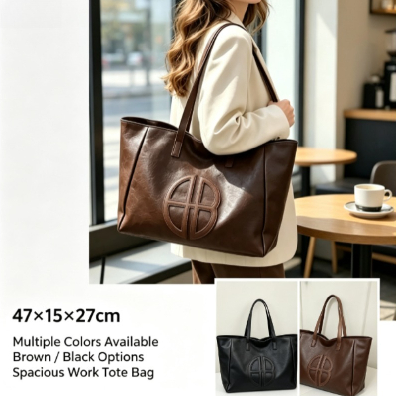 Leather Work Bag Women - 2026 Yeni Retro Büyük Kapasiteli Kadın