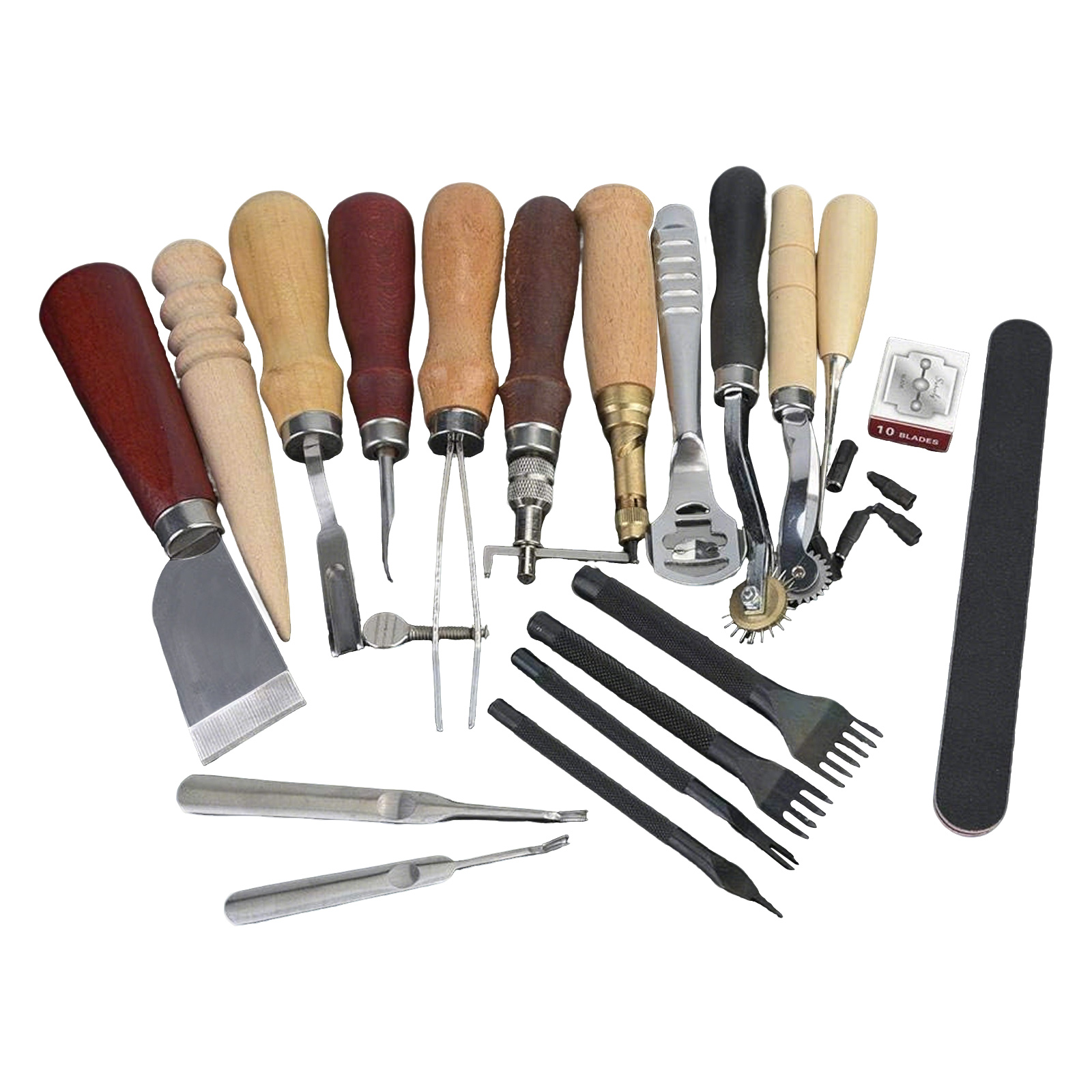 Beginner Leatherwork Kit - Deri Aletleri, 19 Parça Deri İşleme