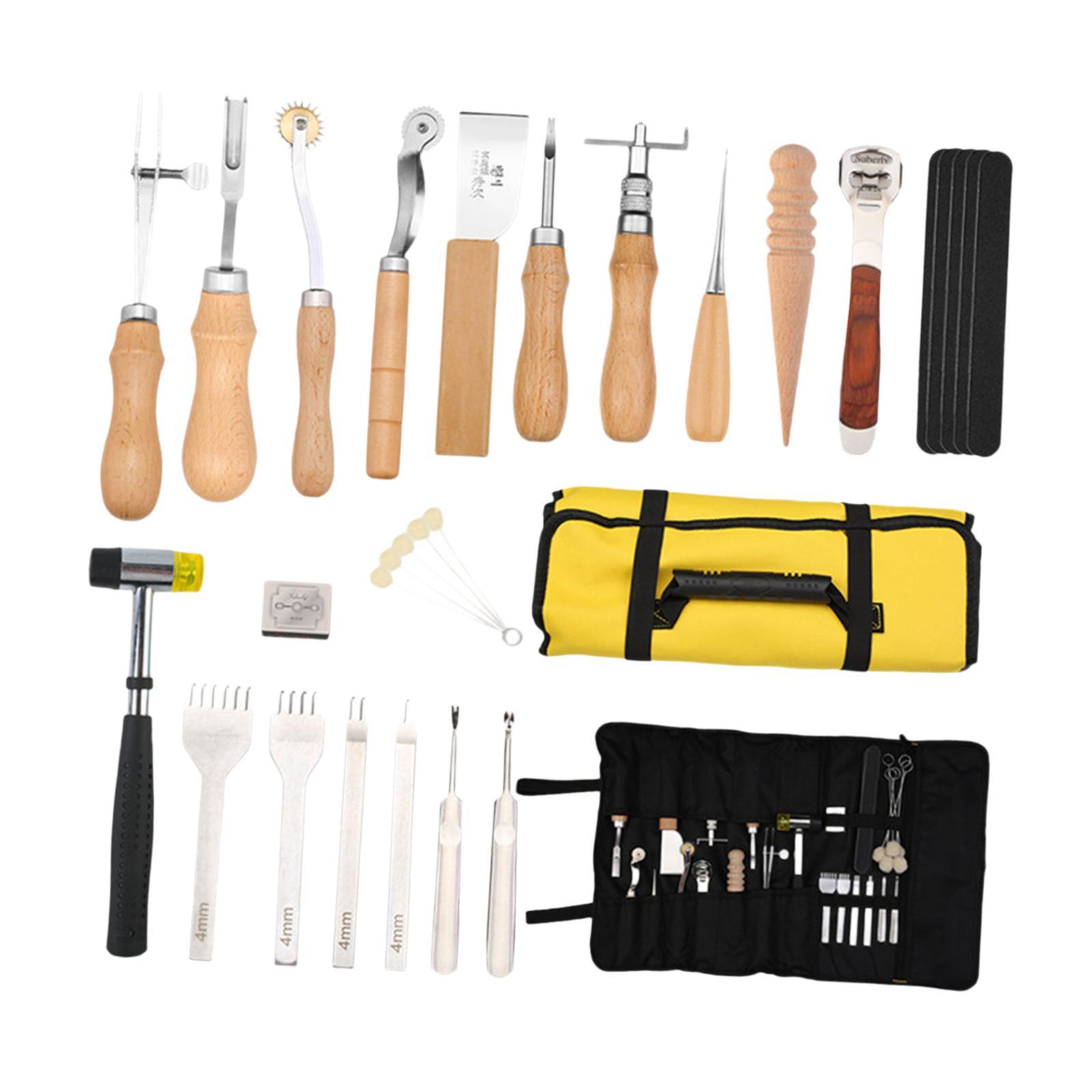 Beginner Leatherwork Kit - 29x PU Deri İşleme Seti Ekipman