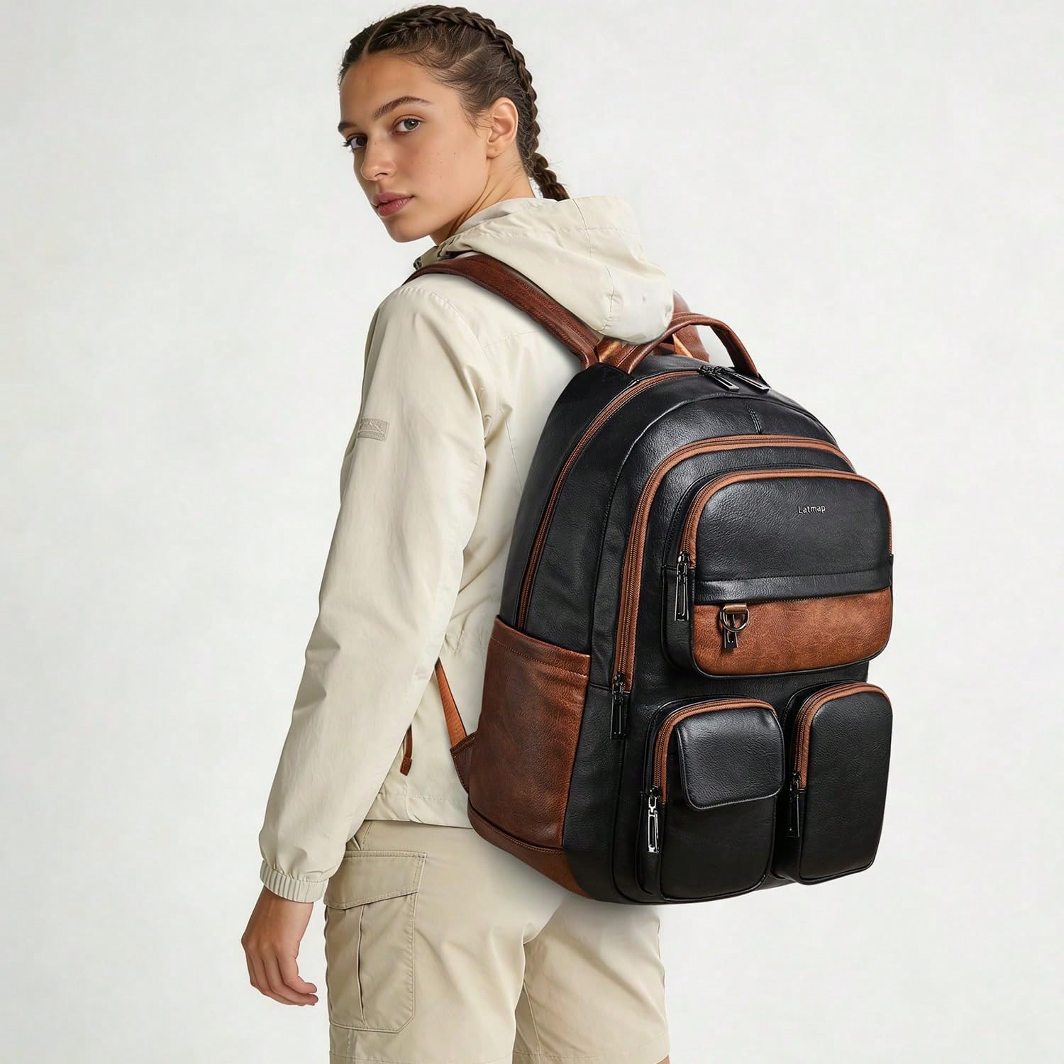LATMAP Vegan Deri Sırt Çantası - Leather Work Bag Laptop incelemesi ve fiyatı