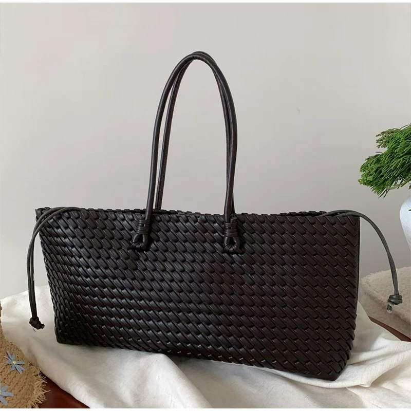 Tasarım Lüks PU Dokuma Tote Ça - Leather Work Bag Women incelemesi ve fiyatı