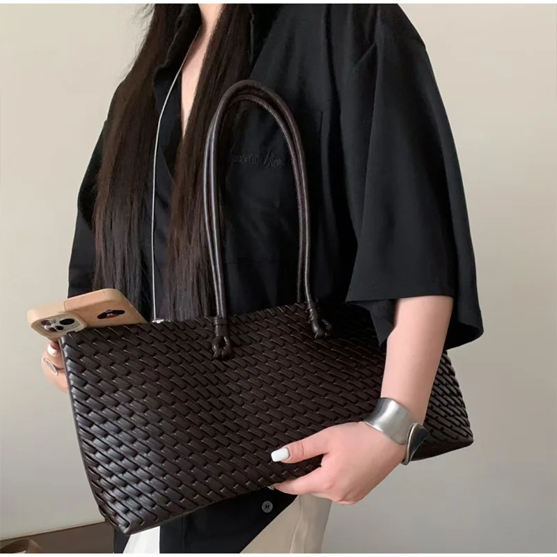 Tasarım Lüks PU Dokuma Tote Ça - Leather Work Bag Women incelemesi ve fiyatı
